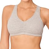 Fruit of the Loom Women's Shirred Front Racerback Bra, 3-Pack, White/Heahter Grey/Black Hue, 38