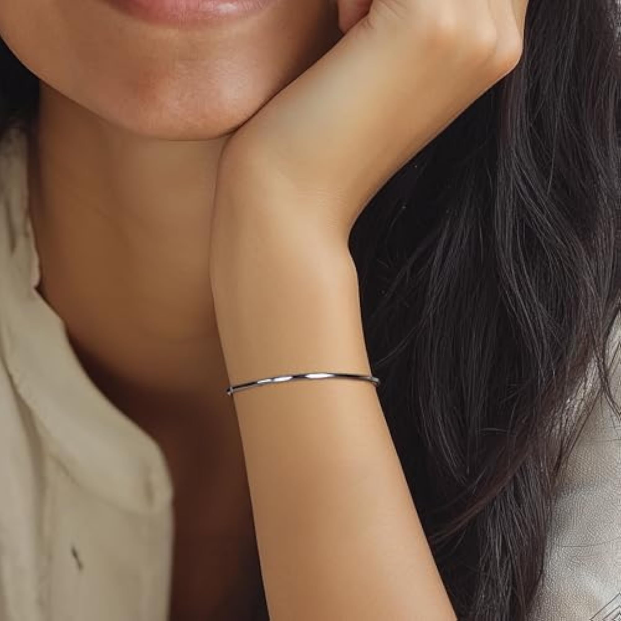 Women's 925 Silver Eternity Bangle, Timeless Design