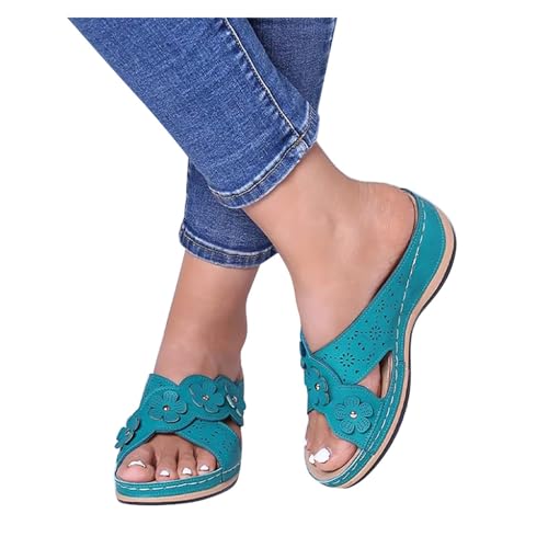 Sandals for Women 2025,Orthopedic Sandals with Arch Support Flip Flops for Women,Summer Casual Comfortable Dressy Walking Slip on Cushion Footbed Platform Wedge Slippers2