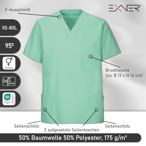 EXNER Medizin Kasack Set – Kasack & Hose für Damen und Herren, Pflegebekleidung Set in 26 Farben, Oberteil farbig + Hose weiß, Schlupfkasack & Schlupfhose, XS–5XL – Bild 3