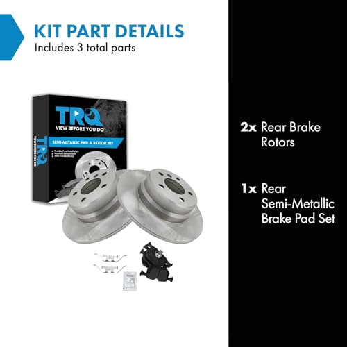 Image of TRQ Rear Brake Pad and Rotor Set Semi Metallic Solid Rotors