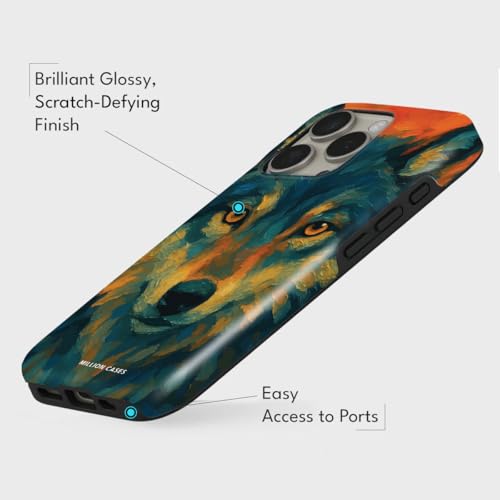 Image of MILLION CASES Back Cover Case for iPhone 15 Pro Scratch Resistant Anti-Slip Polycarbonate Shockproof Protective Durable Feral Spirit Crystal Case for Men & Boys
