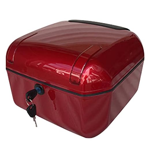 JKGHK Rectangle Motorcycle Top box, Scooter Helmet Trunk Tail Box, With Universal Mounting Hardware, Night Warning Light and Security lock Trunk Top Case