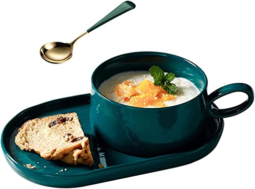Ciotola for cereali, scodella for zuppa, scodella for tè, 14 Oz Ciotole for zuppa Tazza for zuppa con manici, Set di piatti da colazione in ceramica for colazione Sandwich Zuppa Caffè Cereali Ciotole-