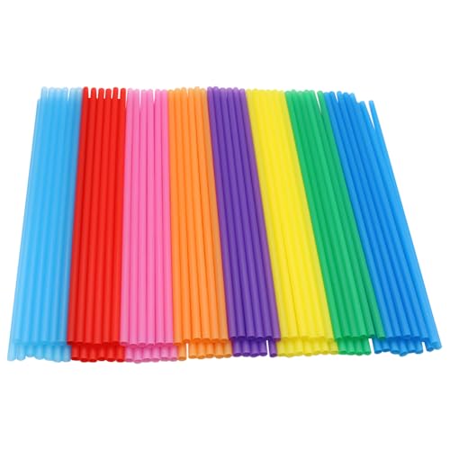 100 pitillos plásticos coloridos largos para beber miniatura 1