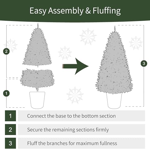 Puleo International 4.5ft Pre-Lit Potted Flocked Arctic Fir Christmas Tree with 70 Clear Lights, 419 Realistic Dense Snow Flocked Branch Tips, Easy Setup Artificial Trees with Sturdy Stand by Puleo International - Image 7