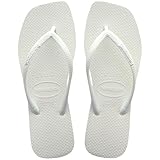 Havaianas Women Slim Square Sandal - Classic Square Toe Sandals - White, 7/8 W