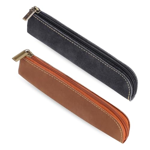 Nicear Lot de 2 Petites Trousses à Crayons en Cuir PU, Portables et à Fermeture éclair, pour Ranger et Organiser stylos et Articles de Papeterie
