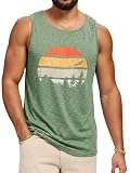 Runcati Mens Sleeveless Graphic Tank Tops Army Green