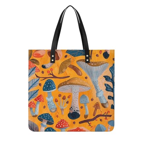 HJKBCV PU Lederen Tote Schoudertas voor Vrouwen Diverse Paddestoelen Zachte Rits Tas Grote Casual Hobo Handtassen met Rits Werktas Reistas