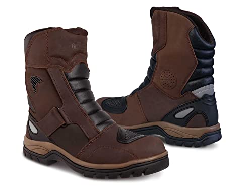 WORKLAND 77418 Motorcycle Boots Men - Leather Boots with Protections - Motorcycle Shoes for Men - Rubber Sole Slip Resistant and Reflective Motorcycle Riding Boots - Botas para Motocicleta Hombre