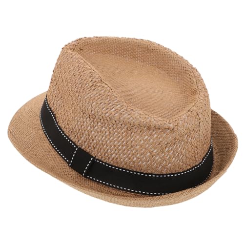 Stylish Straw Hat for Boys and Breathable Summer Sun Protection Fedora Cute Solid Color Design for Outdoor Adventures and Fashionable Looks