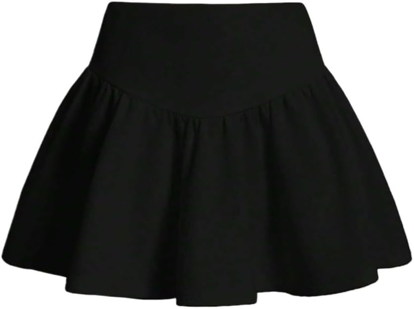 Women's Casual High Waisted Flared Mini Skort Ruffle Hem Skirt for Summer