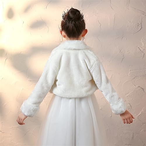 Girls Faux Fur Wrap Shawl Flower Kids Princess Cape Wedding Bolero Jacket Shrug for Party Evening4