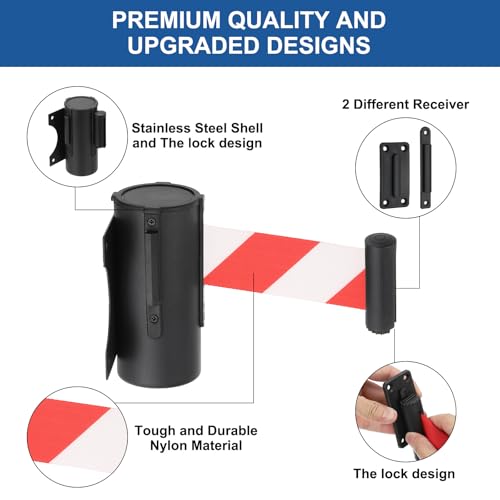 Barrière rétractable murale avec sangle anti-panique en acier - 3