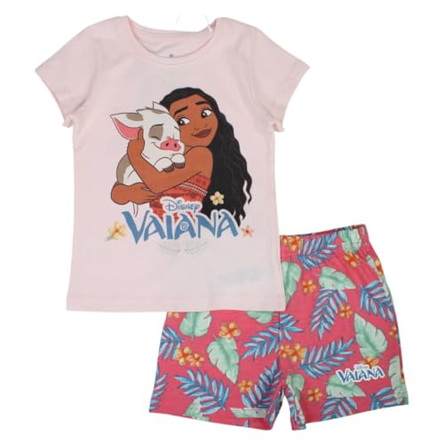 Photo de Disney VAIANA, Ensemble 2 Pièces, T Shirt + Short, Enfants, (2 à 8 Ans), Mixte, Garçon, Fille, Doux, Mignon, Chaud, T Shirt, Short, Modèle DIS VAI 5204048 S2-2A, ROSE
