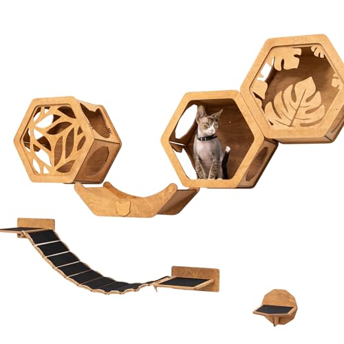 Wall Cat Shelves Wood Shelves Furniture - Wooden Shelf Wall Mounted Furniture - Indoor Cats Rustic Decor Lover Gift (Cat Wall Bed)