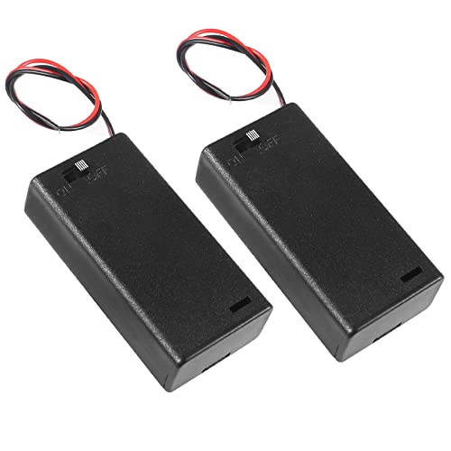 AOICRIE AA Battery Holder with Switch and Cover, 2 x 1.5V AA Battery Holder Case with On/Off Switch and Wire Leads