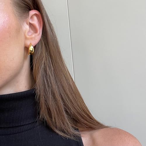 Image of Obidos 14K Gold Plated Illusion Stud Earrings for Women | Triple Huggie Hoop Earrings for One Hole| Trendy Simple Hypoallergenic Fashion Accessories Gold Jewelry Gifts for Womens