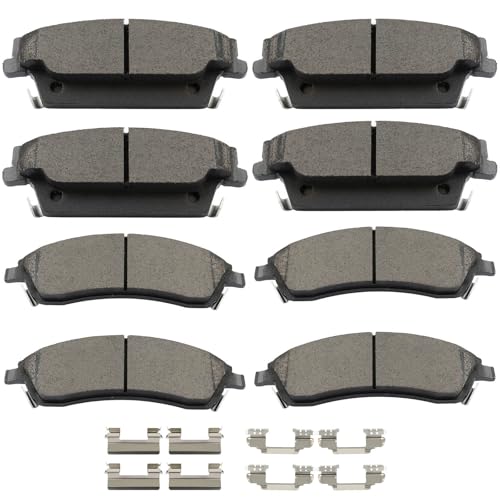 Image of SCITOO D1020 D1019 Front and Rear Ceramic Brake Pads Sets w /Hardware | Replacement For Cadillac For CTS 2006-2007,For Cadillac For SRX 2004-2009,For Cadillac For STS 2005-2008; 8PCS