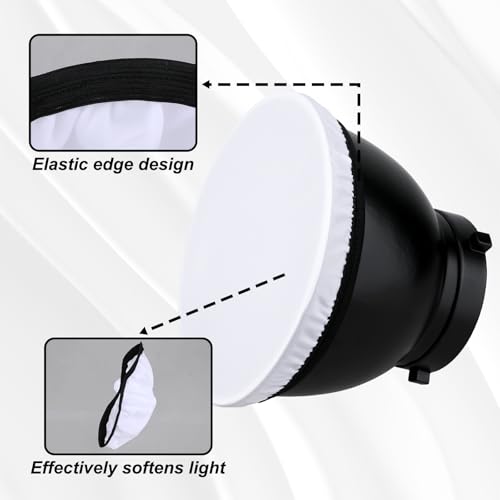 2Pcs Light Diffuser Sock, 7"/18cm Diffuser Lamp Cover White Soft Lampshade Reflector Lamp Sock for Studio Strobe Reflectors Ring Light Flash Light Standard Reflector - Image 2