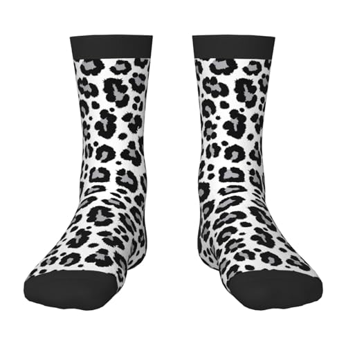 GVYGVY Girls Boys Socks - Comfy Black grey Leopard print fashion Crew Socks for Kids, Running Socks for 6-10 Years Old
