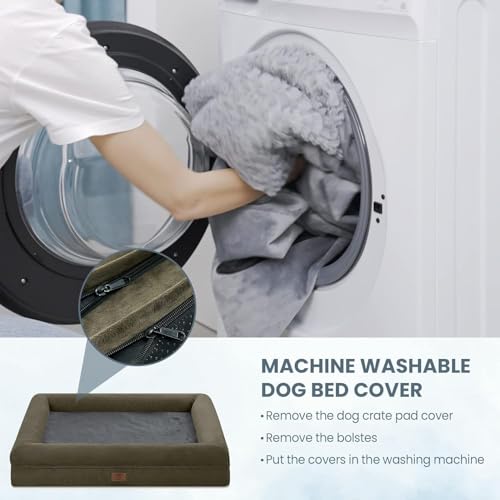Image of Jumbo Waterproof Dog Bed for Extra Large Size Dogs with Bolster | 360 Degree Bolster Support, Egg Crate Foam, Waterproof Liner, Non-Slip Bottom, Machine Washable Cover, 53 x 42 Inch