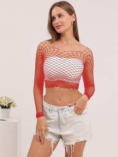 Image of Lemon Girl Women Fishnet Crop Tops Lingerie Babydoll Top Chemise One Size US 2-18