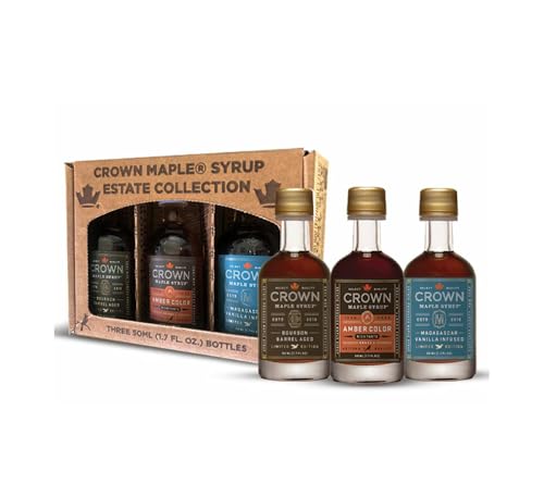 Crown Maple Petite Trio Maple Syrup, Geschenkset mit Bio Ahornsirup Bourbon Barrel Aged, Vanilla...