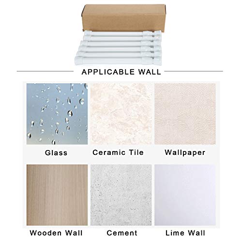 6Pcs Tension Rod, Goowin Small Tension Rods For Windows, No Drilling Rustproof Spring Adjustable Short Tension Rod For Wardrobe Bars, Bookcase (White, 7-11 Inch) #TOP5