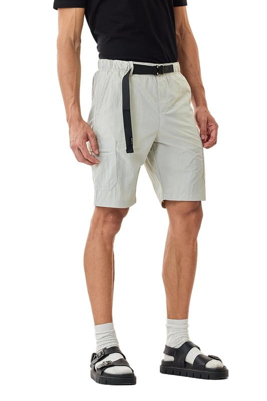Image of SNITCH Men Casual Shorts | Regular Fit Mid Rise Solid Design | Lightweight 100% Nylon with Smooth Texture & Utility Pockets for Summer & Casual Wear