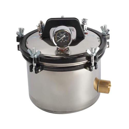 Esterilizador autoclave de vapor, equipo de presión portátil de acero inoxidable de 8 litros para esterilización de laboratorio de medio de cultivo y cristalería, diseño de dos válvulas