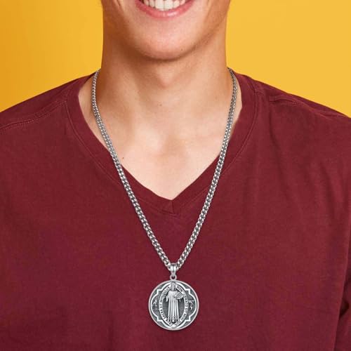 Collar San Benito 925 Plata Protección Espiritual para Hombres y Mujeres