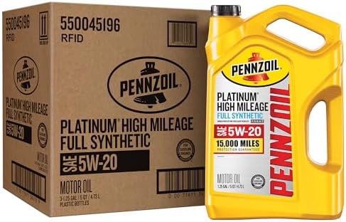 Pennzoil Platinum High Mileage Full Synthetic 5W-20 Motor Oil, 5 ...