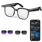 DSHKISK Ai Smart Glasses with Camera, 800W HD Camera Glasses, 1080P Video Recording Sunglasses, AI Voice Control,AI Photo Recognition and Translation IP67 Waterproof for Driving,Outdoor,+4 Lenses