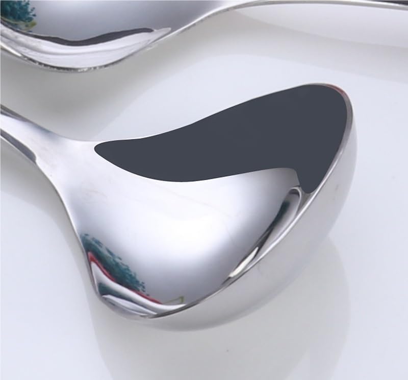 Silverware Flatware Set, 1/4/6/8/10/12 Pieces 304 Stainless Steel Hot Pot Spoon Large Soup Spoon Public Spoon Hotel Restaurant Household Hot Pot Spoon(6Pcs)