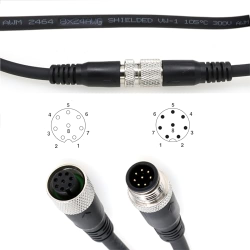 HangTon M12 A Coded 8 pin Female to 8 pin Male Cable for Cognex Sensor Camera Industrial Actuator Profibus Automation 3M