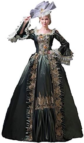18th Century Dress Rococo Baroque Marie Antoinette Ball Dresses Renaissance Historical Period Victorian Ball Gown (X-Large, Dark Green)