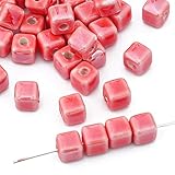 Lot de 20 perles cramique,perles disperses,perles cramique,perles carres,perles cramique,perles colores enfiler,perles cramique,pour la fabrication de toutes sortes de bijoux exquis,rouge pastque