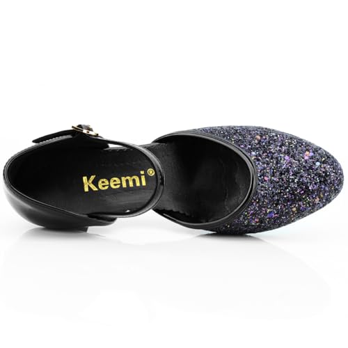 Keemi 1920s Shoes Ballroom Dance Shoes for Woman, Sequin Dancing Pumps Low Heels for Latin Tango Character Party3