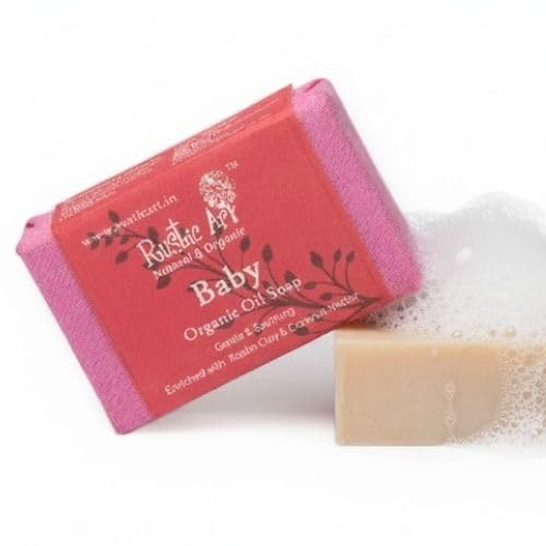 Image of Rustic Art Baby Organic Soap | Cold-Processed Handmade | Coconut Nectar, Aloe & Coconut Milk for Delicate Skin | Vegan, Natural |