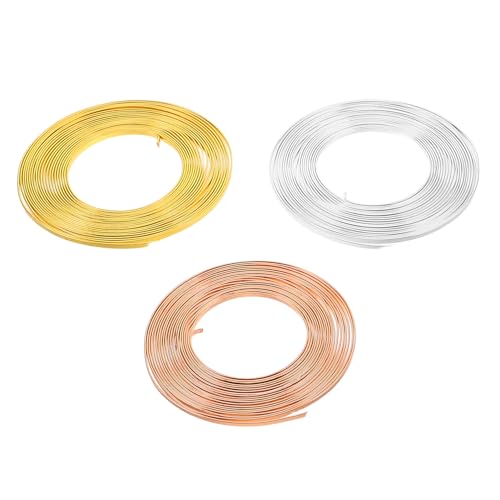 Alambre de aluminio plano WOONEKY flexible de 3 piezas para joyería y adornos DIY