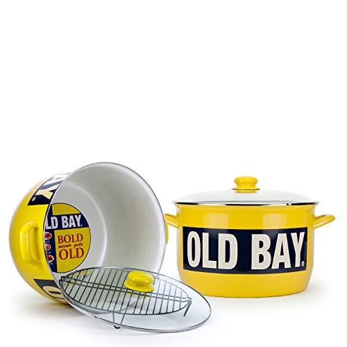 Golden Rabbit Enamelware - Old Bay Pattern - 18qt Stock Pot
