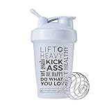 GOMOYO 20-Ounce Shaker Bottle | Shaker Cups with Motivational Quotes | Protein Shaker Bottle is BPA Free and Dishwasher Safe | Achieve - White - 20