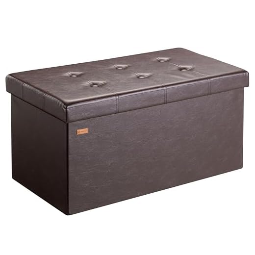 Casaria® Sitzbank mit Stauraum Faltbar Braun 80x40x40cm Gepolstert Deckel Kunstleder Schlafzimmer Wohnzimmer Flur Sitztruhe Truhenbank Polsterbank