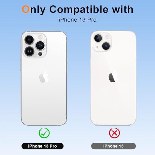 Olgary Magnetisch Handyband Hülle mit Band für iPhone 13 Pro, [Kompatibel mit Magsafe] Necklace Handyhülle Schutzhülle zum Umhängen Kordel, Transparent Stoßfest Kratzfest Case, Schwarz