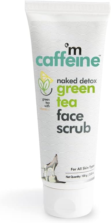 Paraben and SLS-free Naked Exfoliation Vitamin C Hyaluronic Acid Detox Green Tea Face Scrub - 100g, multi