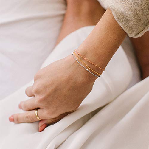 Image of MEVECCO Bracelet for Women 14K Gold Plated Dainty Chain Simple Jewelry Cute Handmade Minimalist for Her