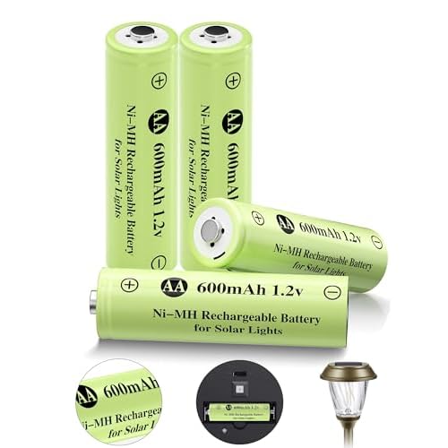 JiajaX Ni-MH AA 600mAh 1.2V Rechargeable Solar Batteries 4-Pack