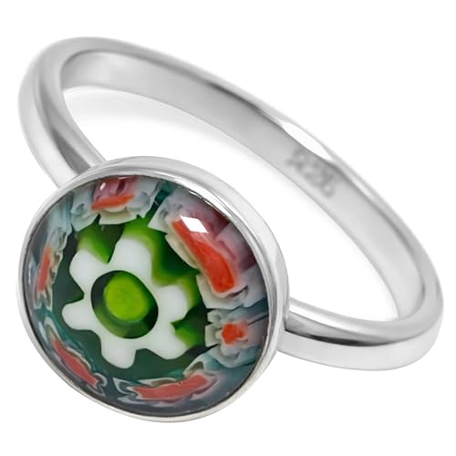 �~���t�B�I�� SILVER 925 �s���L�[�����O �{�^�j�J�� �A�[�g�K���X �ԕ� �J�{�V���� ���w�p �w�� �V���o�[�����O ���F�l�`�A���� ���U�C�N�K���X �A�W�A�� �G�X�j�b�N Asia millefiori pinky ring (3.5) [���s�A��